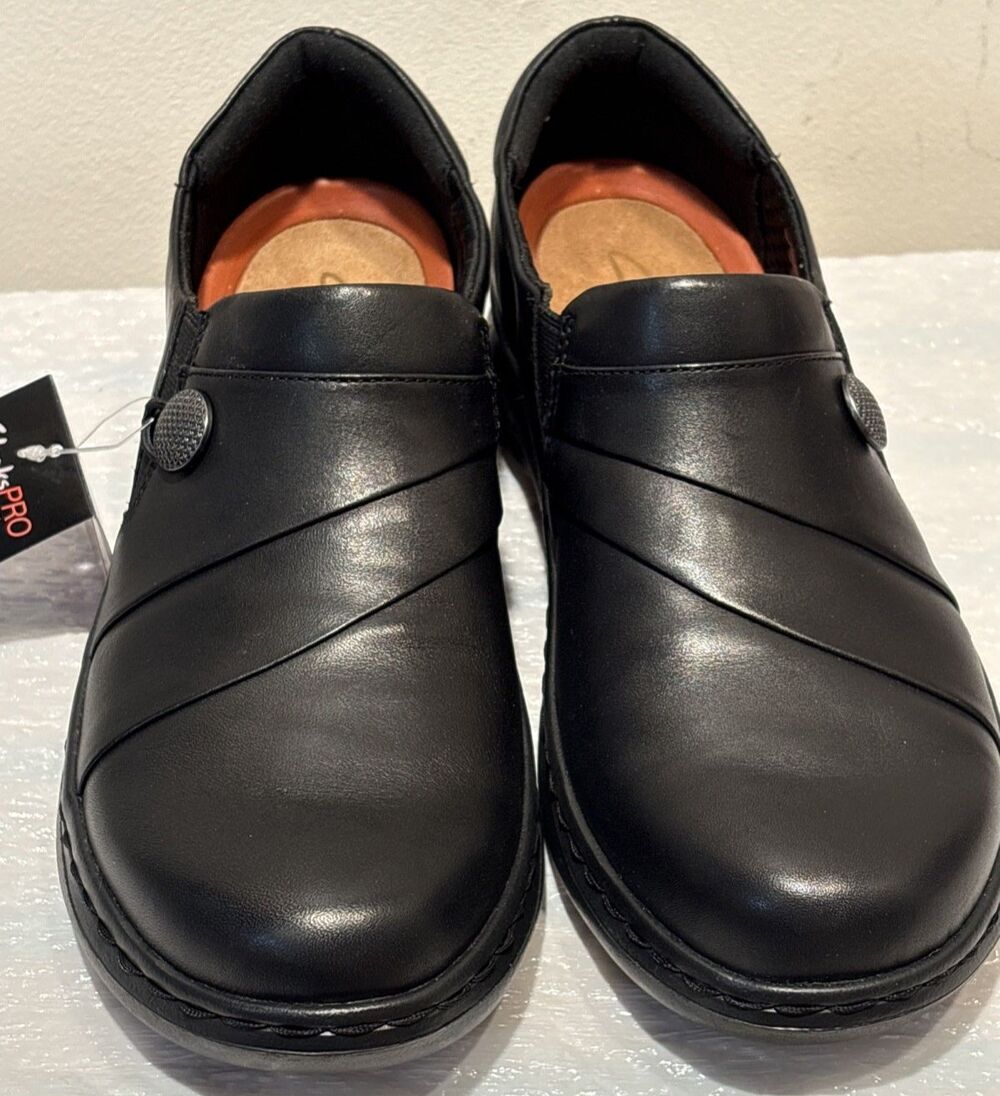 Clarks ClarksPro Lux Leather Loafer Women's SATRA Certified Slip Resistant 9-US